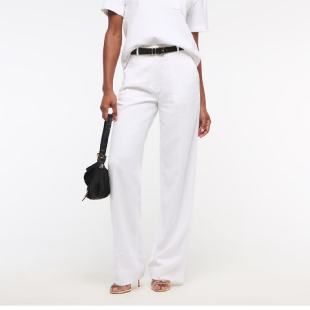 Abercrombie Tailored Linen-Blend Wide Leg Pant